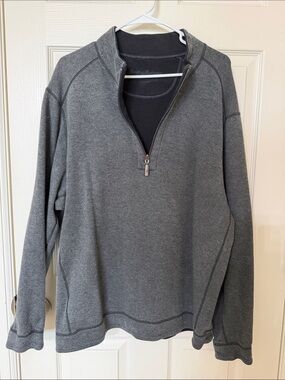 Tommy Bahama Men's Charcoal Gray Reversible Quarter-Zip Pullover